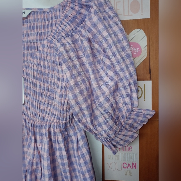 NWT Davi & Dani size small checkered smock top - Picture 2 of 5